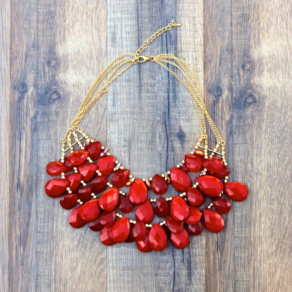 Gold and Red Layered Necklace